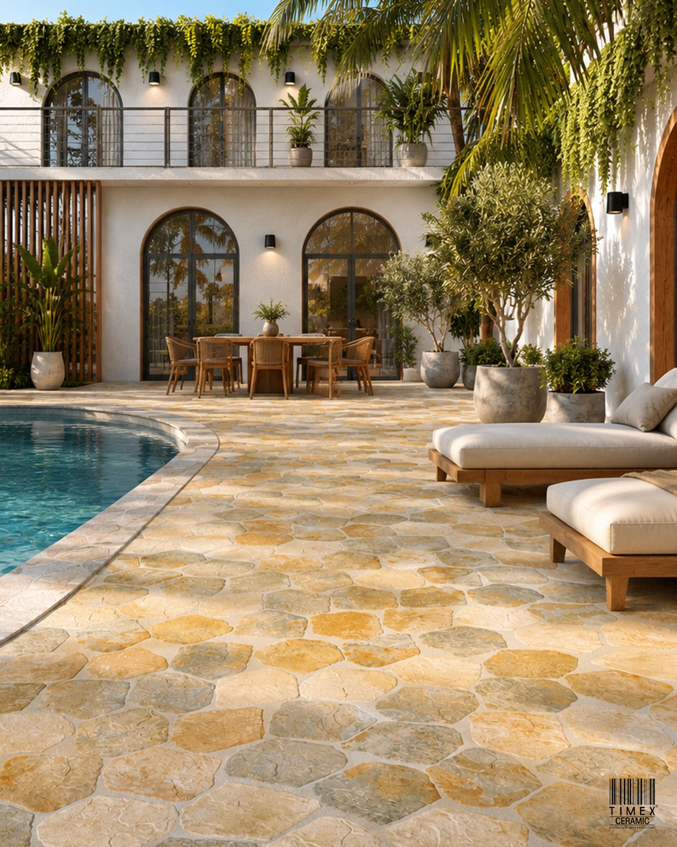 The best outdoor spaces feel collected, not constructed Nazca Earth brings together natural stone-inspired tones and an organic layout that softens large surfaces while adding visual depth. The irregular pattern creates movement across the floor, making the patio feel less like a surface and more like part of the landscape.
Designed for outdoor living, it pairs effortlessly with greenery, warm materials, and open-air architecture.
Nazca Earth
Size: 285 x 330 mm
#OutdoorTiles #PatioDesign #ExteriorTiles #TimexCeramic
#Tile Design