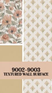 Experience the Essence of Serenity with the 9002-03
collection, where surfaces whisper and textures speak. These matt-finished, fabric like tiles don’t just look refined, they feel it. They flow like calm water, from blush-washed florals to sun- kissed jute motifs.
Quietly opulent, a little bohemian, & endlessly tactile, they turn everyday spaces into something softly extraordinary.

9002–9003 Series
Size : 600mm X 1200mm
Finish: Matt
Uses: Wall & Floor