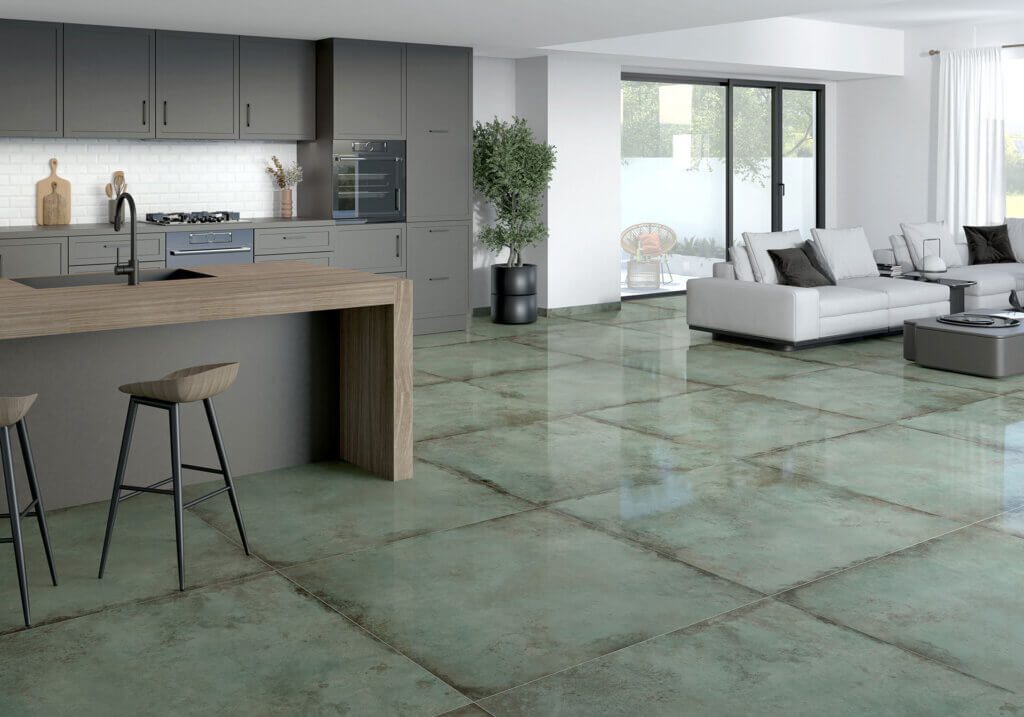 Alloy Mint patina porcelain floor tiles