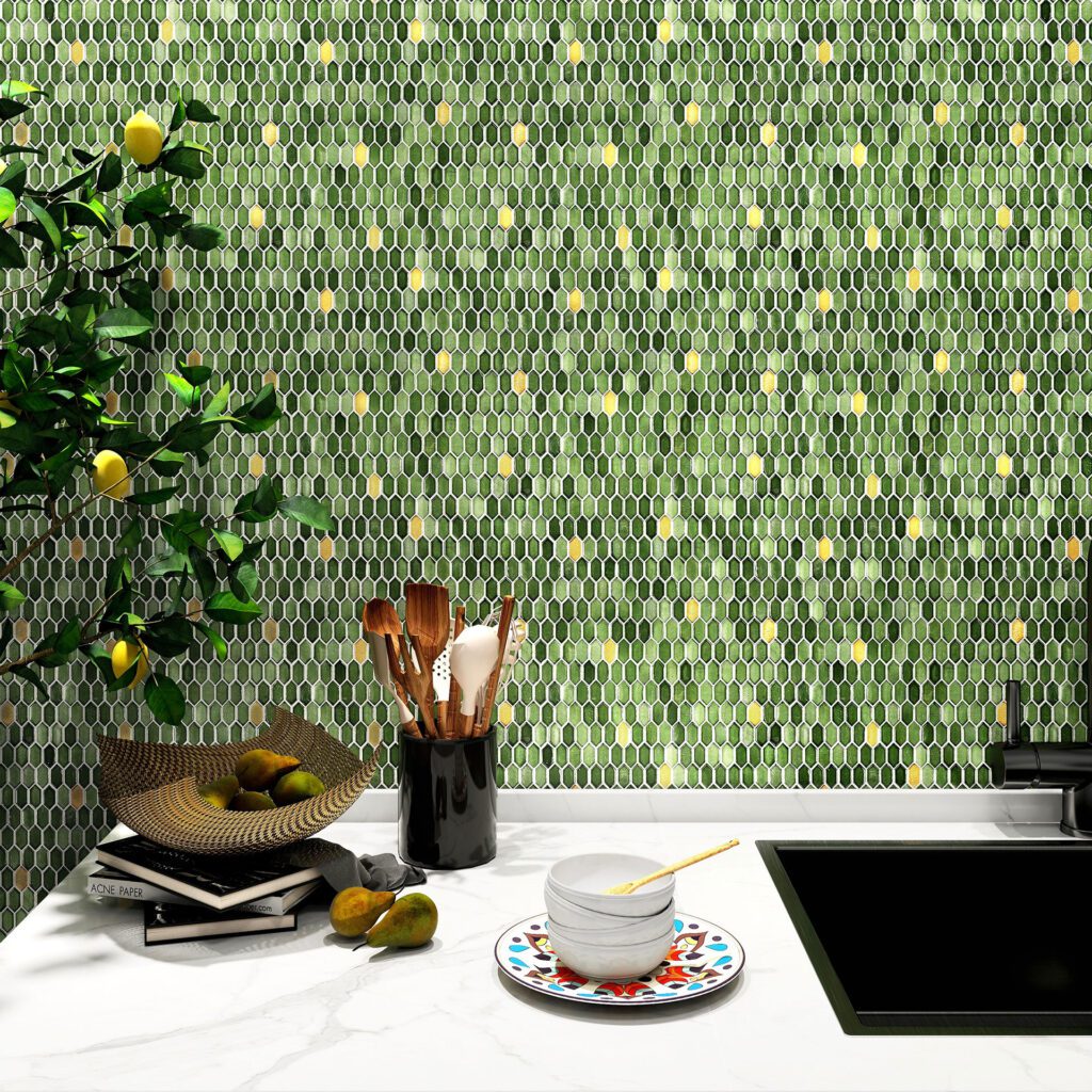 gm 31 green glass mosaic backsplash
