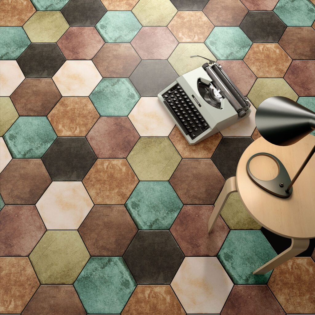 hex fika multicolor geometric wall and floor tiles
