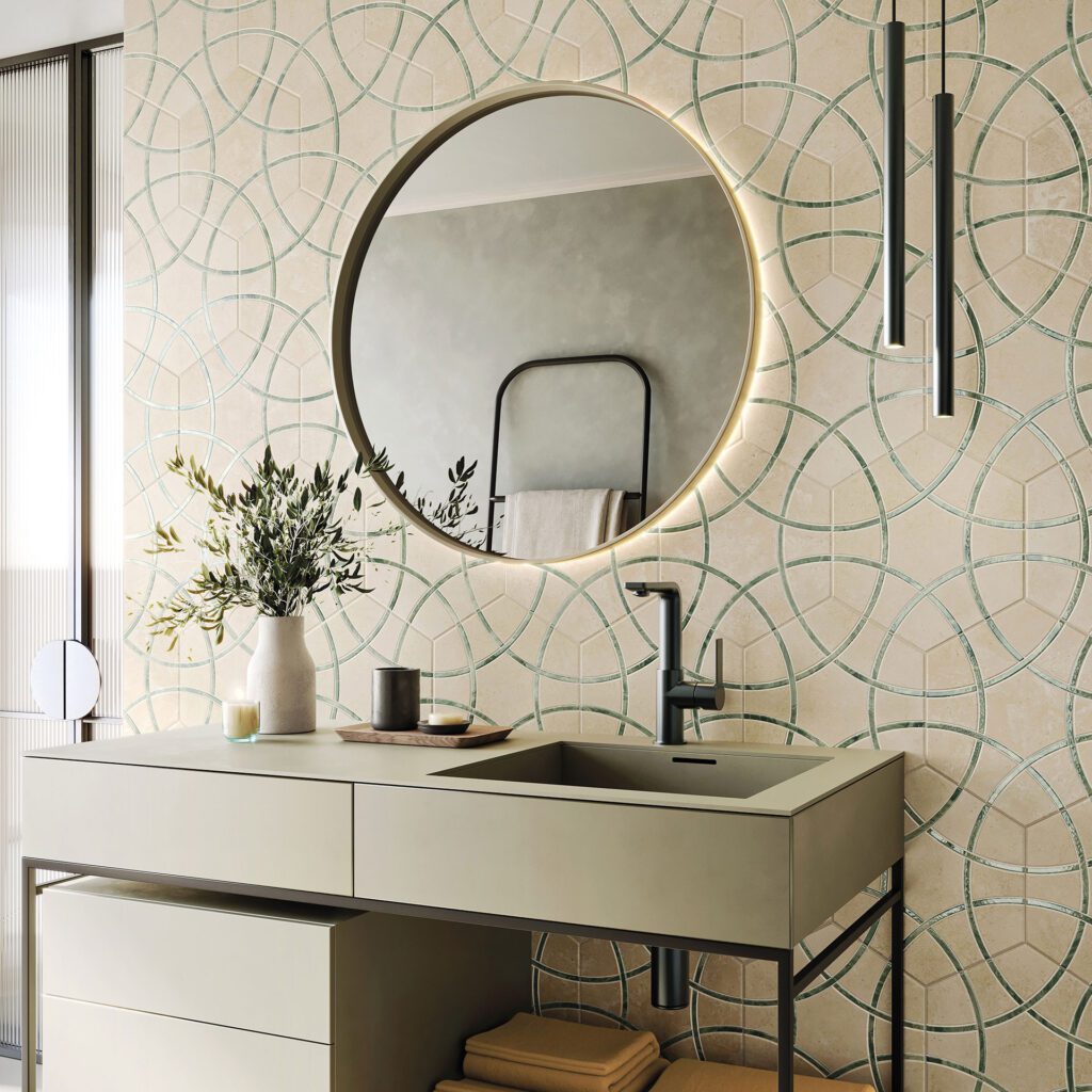 lancaster series circular geometric wall and floor tiles